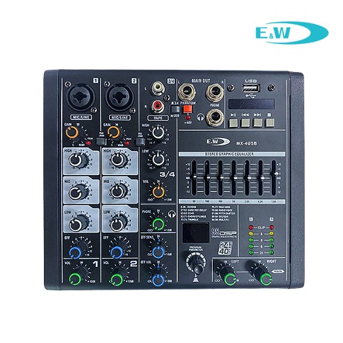 E&amp;W MX4USB/오디오믹서/4채널/USB재생 EWD MX-4USB