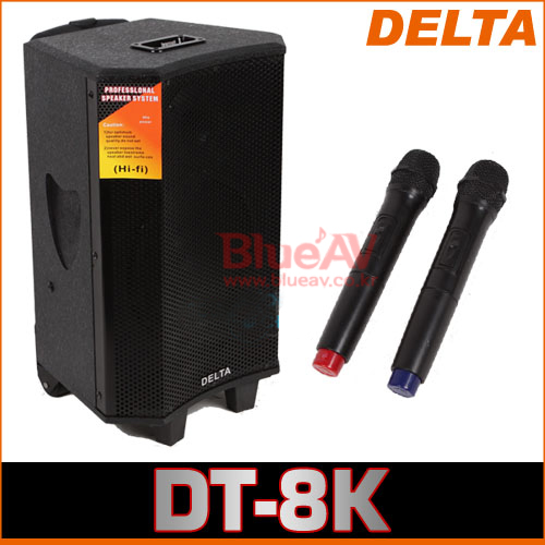 DELTA DT-8K/이동형앰프/120W/무선마이크2채널/USB,SD카드/충전식/DT8K