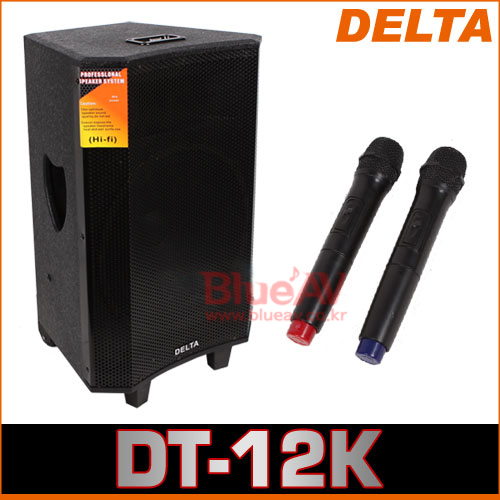 DELTA DT-12K/이동형앰프/250W/무선마이크2채널/USB,SD카드/충전식/기타연결가능/DT12K