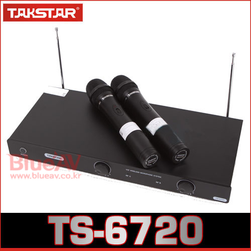 TAKSTAR TS-6720/핸드2채널 무선마이크/VHF 200MHz/랙장착가능/블랙색상/TS6720