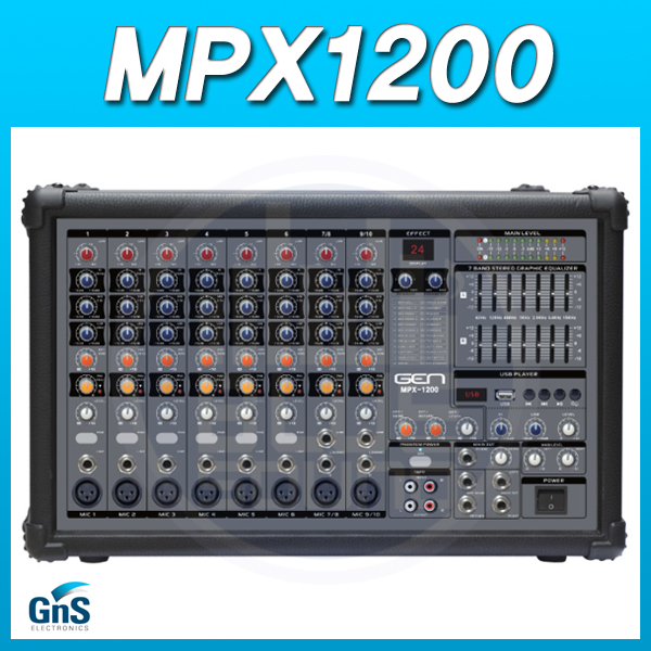 GEN MPX1200/파워드믹서/4옴 1200W출력/USB/MP3/(MPX-1200)