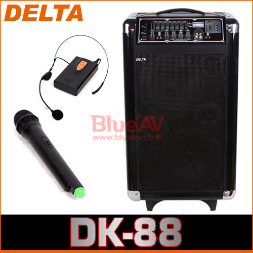 DELTA DK-88/이동형 앰프/120W/무선마이크2채널/USB,SD카드 MP3/충전식 이동형/DK88