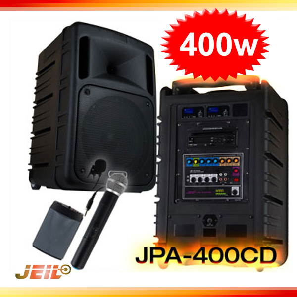 JEIL JPA400CD/충전식무선앰프/2채널/USB/SD카드/CD 플레이어/충전식앰프/이동식앰프/JPA-400CD